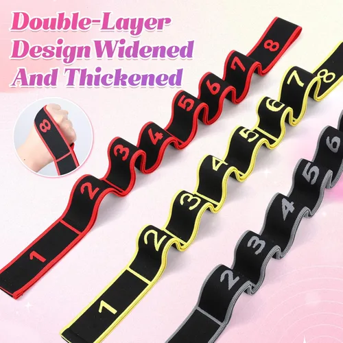 Miniatura 4 de Banda de resistencia de fitness para estiramiento y yoga, cuerda de tensión multifunción, bandas elásticas de ejercicio de 8 bucles, bandas
