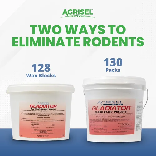 Miniatura 6 de Agrisel Rodenticida de gladiador, cebo para ratón, cebo para ratas, control de roedores de dosis única, uso en interiores y exteriores, incluye 3