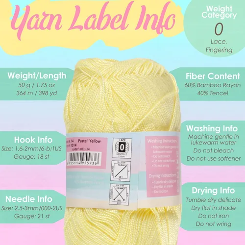 Miniatura 5 de JubileeYarn - Hilo deliciosamente fino, 1.76 oz/madeja de rayón de bambú y encaje, tonos de azul, 4 madejas