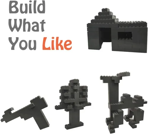 Miniatura 7 de HUIZDQ 200 ladrillos de construcción clásicos, ladrillos a granel de 2 x 4, juguetes de construcción creativos STEM, gris oscuro