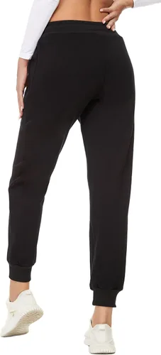 Miniatura 24 de MOUEEY Pantalones deportivos súper cálidos con forro de sherpa para mujer, pantalones deportivos de forro polar con bolsillos con cremallera
