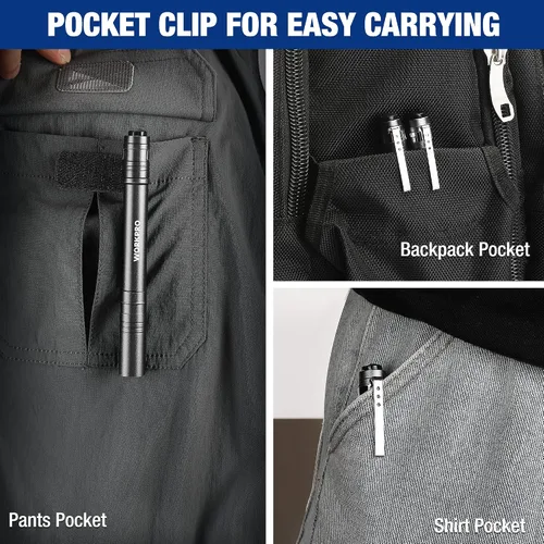 Miniatura 6 de WORKPRO Luz de bolígrafo LED, Linternas de bolígrafo de aluminio, Linterna de bolsillo con clip para inspección, emergencia, uso diario, 2