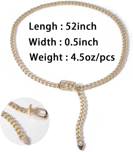 Miniatura 7 de KunJoe Cinturón de cadena para mujer, cadena de cinturón grueso, cadena de oro