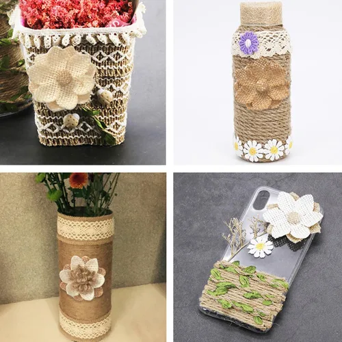 Miniatura 5 de 40 piezas de flores de arpillera hechas a mano, flores rústicas para el hogar, ramos de manualidades, decoración de fiesta de boda