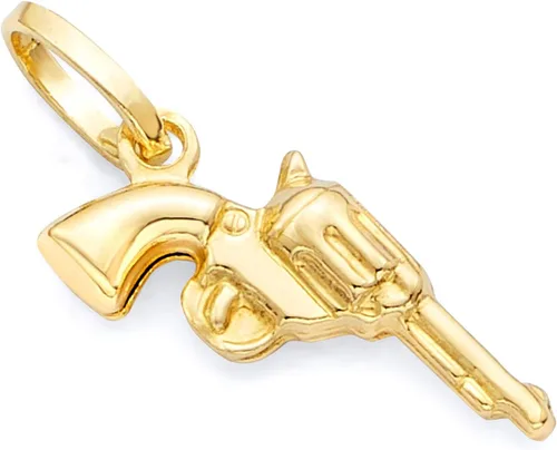 The World Jewelry Center Colgante de oro amarillo real de 14 quilates con diseño de pistola de mano, Oro de 14 quilates, No es una piedra preciosa