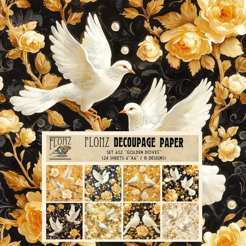 Miniatura 14 de Paquete de papel para decoupage (24 hojas 15x15 cm) Fantastic Nightlights # Papel con patrón estilo vintage para decoupage, manualidades y álbumes