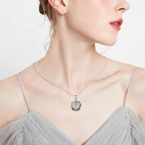 Miniatura 6 de YFN Collar con colgante de plata de ley con temática de ángel caduceo de 17.7in (collar de enfermera) (collar de enfermera)