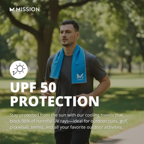 Miniatura 8 de MISSION Toalla refrescante original, microfibra suave y duradera, enfría hasta 2 horas, protección solar UPF 50, lavable a máquina
