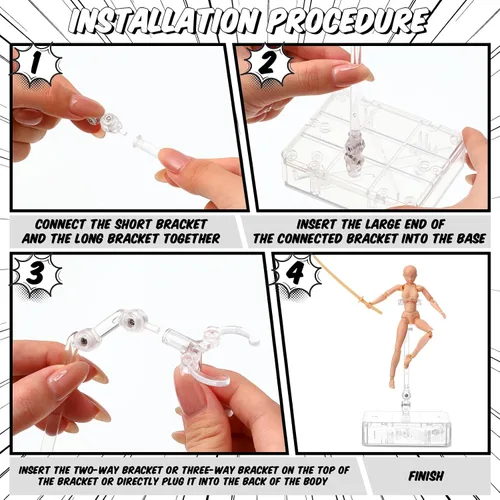 Miniatura 4 de Meooeck 4 Juegos de Figuras de Acción Modelo de Cuerpo de PVC para Artistas Maniquí de Dibujo Articulado para Pintura, Bocetos, Regalos de Beige