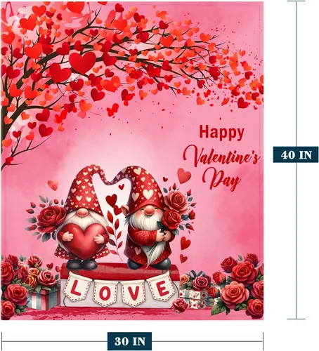 Miniatura 2 de Manta para bebé para el día de San Valentín, manta pequeña de gnomo rosa con corazón de amor, regalo para cuna, suave, acogedora, ligera, mullida