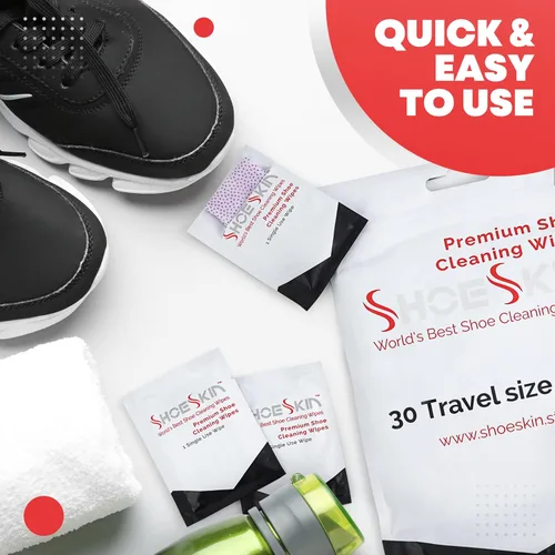 Miniatura 7 de Toallitas de limpieza de zapatos (30 unidades) – Toallitas de limpieza texturizadas ideales para viajes – Funciona para todos los zapatos