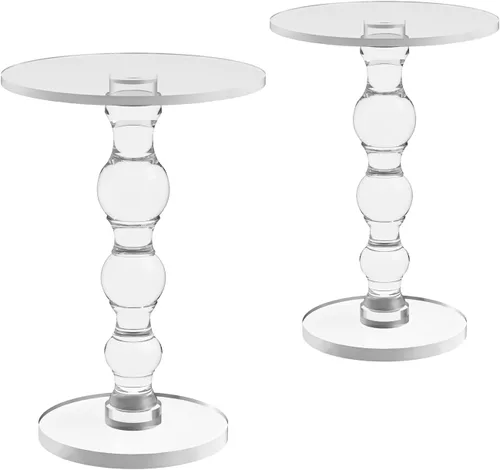 Miniatura 8 de Mesa auxiliar de acrílico transparente, mesa auxiliar gruesa con metal de latón cepillado, mesita de noche transparente, mesas de bebidas, mesita
