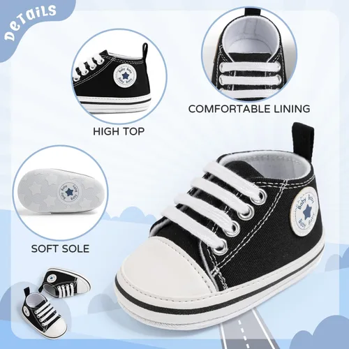 Miniatura 11 de KIDSUN zapatos deportivos altos hasta el tobillo para bebés, niños y niñas con suela antideslizante, suaves, para recién nacidos, zapatos