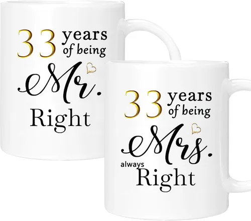 Miniatura 35 de Juego de 2 Tazas de Café del 11º Aniversario, Regalos de Boda del 11º Año Decoraciones de Aniversario para Parejas Padres Hombres Mujeres Marido