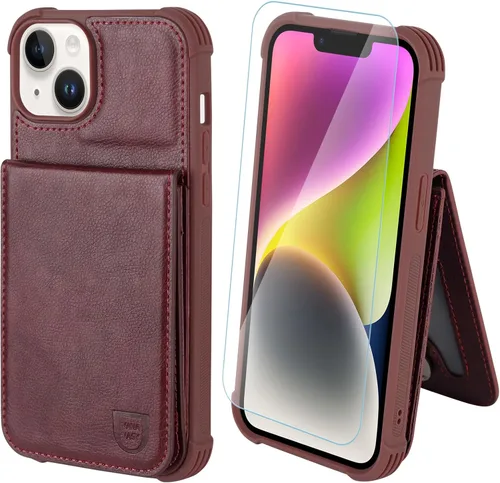 Miniatura 14 de VANAVAGY Funda tipo cartera compatible con iPhone 14 Pro para mujeres y hombres, de piel sintética, cierre magnético, con bloqueo RFID, tarjetero