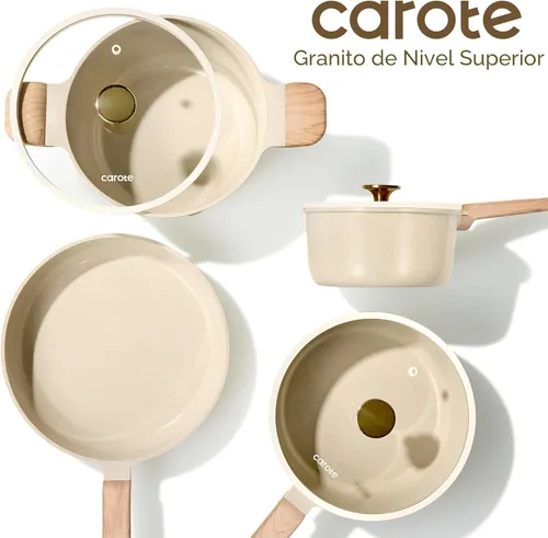 Miniatura 7 de CAROTE - Juego de 14 piezas de ollas y sartenes antiadherentes, juego de utensilios de cocina de cerámica, juego de cocina de cocina no tóxico