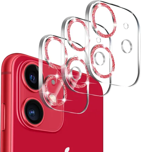 Miniatura 31 de Paquete de 3. Protector de lente de cámara Dengduoduo para iPhone 11 y iPhone 12 Mini, Glitter Bling Sparkle Ultra HD, vidrio templado, dureza 9H