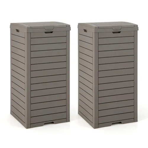 Goplus Bote de basura para exteriores de 31 galones con tapa, cubo de basura exterior grande con bandeja de goteo para una fácil limpieza, se adapta