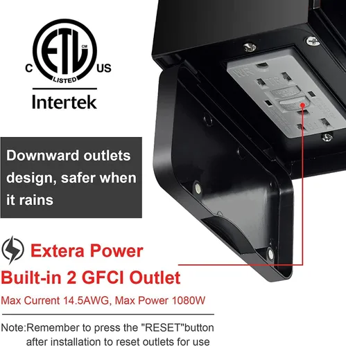 Miniatura 3 de Nigaut Luz de porche del atardecer al amanecer con salida GFCI, moderna lámpara LED de pared para exteriores con toma incorporada, aplique