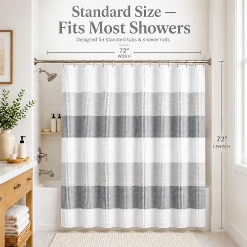 Miniatura 8 de Dainty Home Cortina de ducha de tejido Waffle en degradado azul agua - 70" x 72" - Cortina de ducha de mezcla de poliéster resistente al agua - La