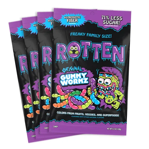Miniatura 10 de Rotten Original Gummy Cruncheez - Bajo en azúcar, bajas calorías, 5g de fibra prebiótica amigable para el intestino, dulce sin gluten, sin