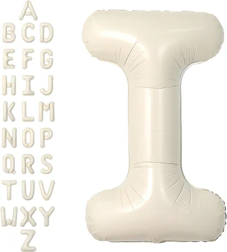 Miniatura 51 de SUWEN Globos de helio grandes de 102 cm (40 pulgadas) con letra S en color crema. Globos grandes de papel de aluminio con letra en helio, de A a Z.