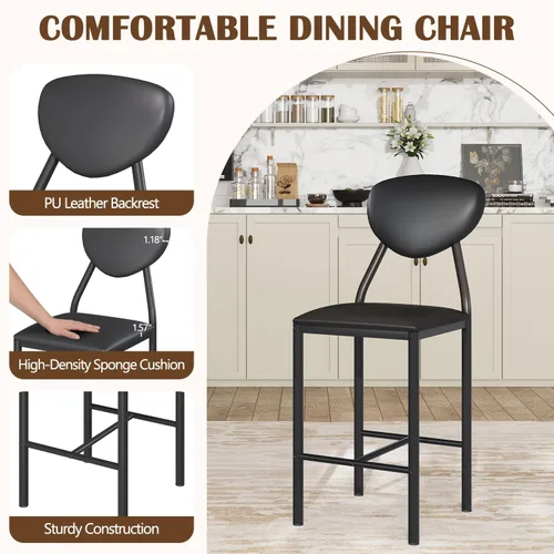Miniatura 5 de EROMMY Juego de mesa de comedor para 4, mesa de cocina moderna y sillas con tapicería de piel sintética, mesa de comedor de madera con sillas