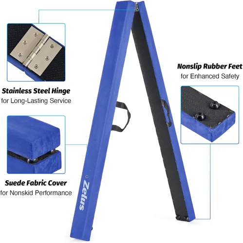 Miniatura 3 de ZELUS Viga de Equilibrio de Gimnasia Plegable de 8', Viga de Equilibrio de Suelo con Asas de Transporte, Base Antideslizante para Niños