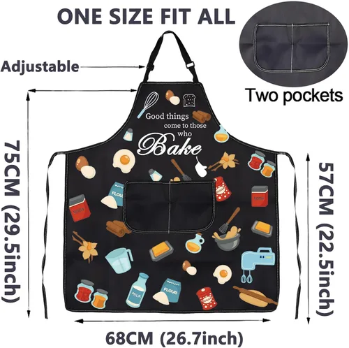 Miniatura 2 de CMNIM Delantales divertidos para mujeres y hombres, regalos para hornear para panaderos, delantal de cocina con bolsillo, regalos para amantes