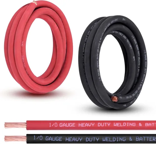 Miniatura 14 de Cable de Batería Calibre 2/0, 10 Pies Rojo + 10 Pies Negro 2/0 AWG Cable de Alambre de Soldadura de Cobre Puro, para Automotriz, Batería, Solar