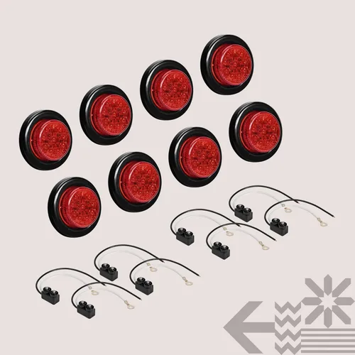 Miniatura 8 de TRUE MODS 8 piezas 2" 12V Luces LED redondas rojas de [DOT FMVSS 108] [SAE P2] [Lente reflectora] [Ojal y tapones] [Montaje empotrado]