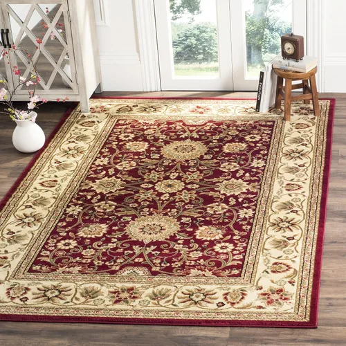 Miniatura 45 de SAFAVIEH Lyndhurst Collection - Alfombra de área de 9 x 12 pies, color marfil y rojo, diseño oriental tradicional, no desprende pelusa y de fácil