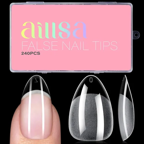 Miniatura 12 de AILLSA Puntas de uñas cuadradas extra cortas – 240 puntas de uñas postizas prelimadas gruesas puntas de uñas medio mate, uñas postizas para regalo