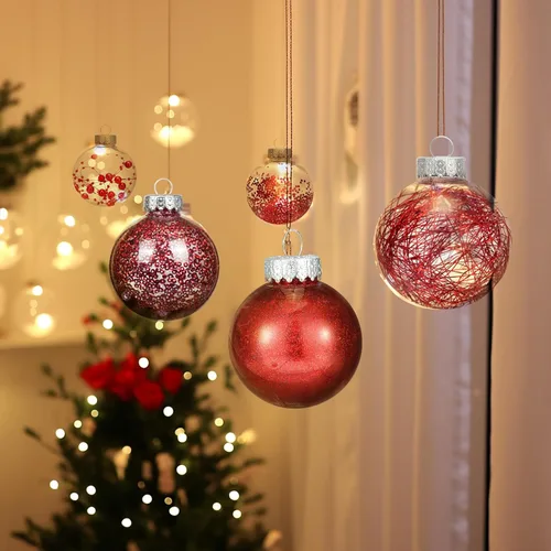 Miniatura 3 de 24 unidades - Adornos de esferas de Navidad de plástico transparente inastillable, delicados, para colgar, adornos de bolas de Navidad