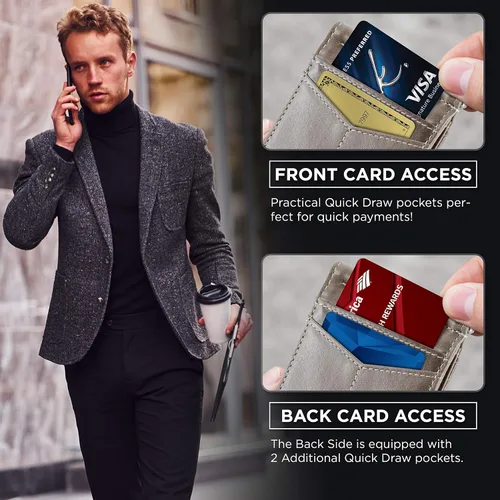 Miniatura 4 de SERMAN BRANDS RFID Blocking Wallet Slim Bifold - Genuine Leather Minimalist Front Pocket Wallets for Men with Money Clip Gift