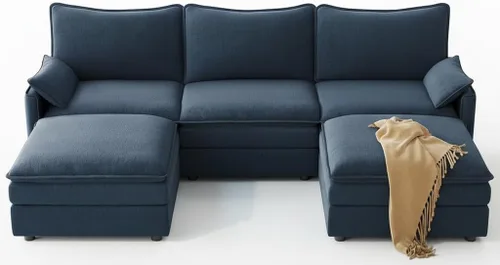 Vesgantti Sofá modular en forma de U de 108 pulgadas, cómodo sofá modular Cloud con 2 otomanas de asiento profundo de chenilla, sofás modulares para