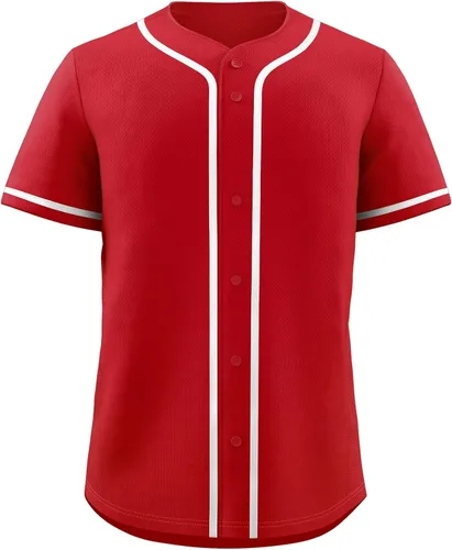 Miniatura 26 de KXK Camiseta de béisbol en blanco para hombre, camisas casuales con botones, manga corta, uniforme deportivo de equipo activo
