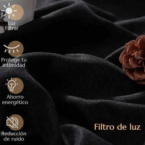 Miniatura 7 de jinchan Cortinas opacas con textura de lino negro para dormitorio, sala de estar, 2 paneles de 84 pulgadas de largo, con aislamiento térmico