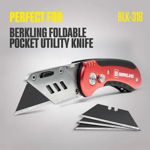 Miniatura 8 de Berkling SK2H - Cuchillas para cuchillos utilitarios, 50 unidades con dispensador, acero al carbono negro endurecido afilado con láser, ultra 3