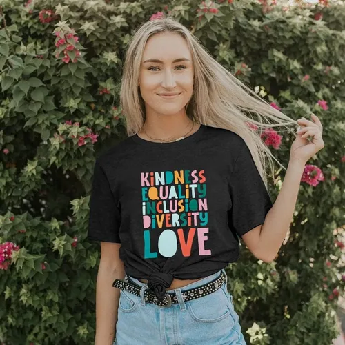 Miniatura 5 de Camiseta con texto en inglés "Kindness Teacher" para mujer, camiseta de educación especial para profesores, vida y amor, camiseta inspiradora