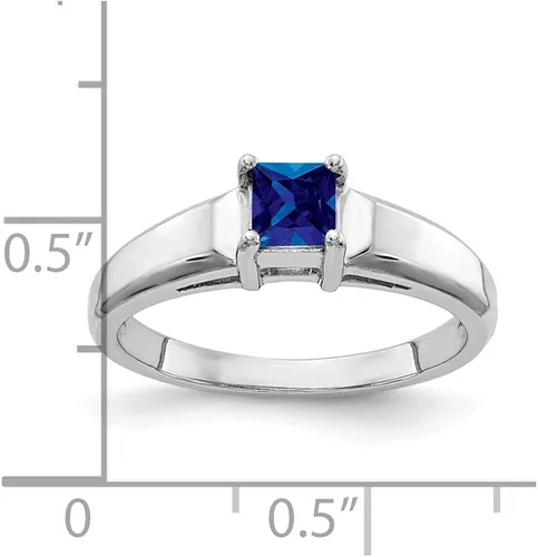 Miniatura 3 de Anillo de compromiso de oro blanco macizo de 14 quilates de 0.157in con piedras preciosas de septiembre de zafiro azul