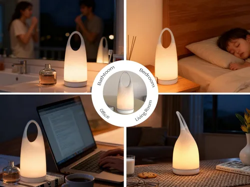 Miniatura 3 de Linterna de Camping LED Portátil 2 en 1, Lámpara de Mesa Nocturna con Carga, Linterna de Camping LED, Impermeable, Atenuación de 3 Niveles y Carcasa