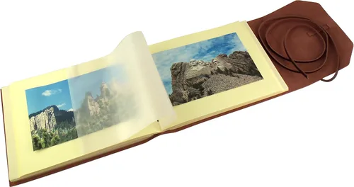 Miniatura 6 de Álbum de fotos rústico de cuero genuino con caja de regalo, páginas estilo álbum de recortes, capacidad para 100 fotos de 4 x 6 o 5 x 7 pulgadas