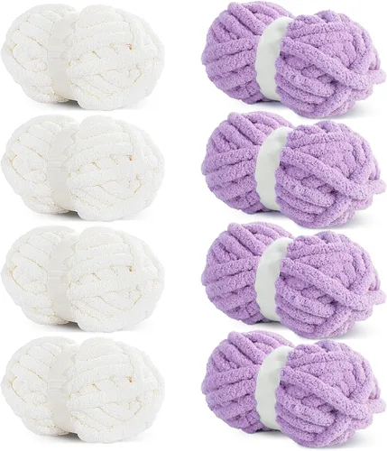 Miniatura 14 de HOMBYS Hilo de felpilla gruesa para tejer a mano, hilo gigante súper voluminoso para tejer a mano, hilo de felpa suave de 3/4 pulgadas de grosor 4