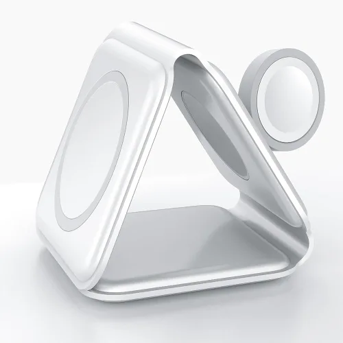 Miniatura 12 de IHAO Estación de carga inalámbrica plegable multifuncional 3 en 1 con luz nocturna LED ambiental, cargador rápido QC3.0 para teléfono, iWatch