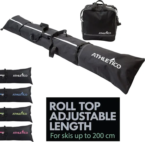 Athletico Bolsa de esquí y bolsa para botas de esquí - Bolsas de esquí para viajes aéreos - Bolsas de esquí de nieve sin acolchado para esquís de