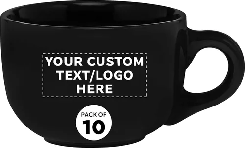 Juego de 10 tazas de capuchino de cerámica personalizadas, 18 onzas, paquete a granel, perfectas para café, té, espresso, cacao caliente y otras