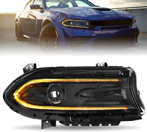 Miniatura 12 de JSBOYAT Conjunto de faros delanteros tipo halógeno compatible con Dodge Charger 2015-2021 Faro proyector con bombillas LED DRL incluidas Lado