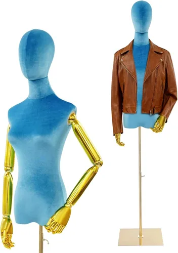 Miniatura 19 de Maniquí femenino forma de vestido de maniquí para mujer, torso con soporte, altura ajustable, 63-81 pulgadas, maniquí con cabeza de brazo
