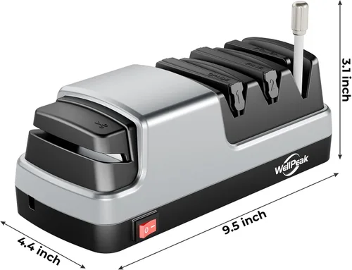 Miniatura 7 de Afilador Eléctrico Multifuncional de 4 Etapas para Cuchillos y Tijeras, Abrasivo de Diamante para Cuchillos de Chef de Filo Recto, Varilla